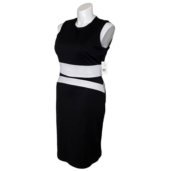 Alexia Admor NWT $110 Color Block Sheath Dress,  Black Ivory Women's Size L - Picture 7 of 10